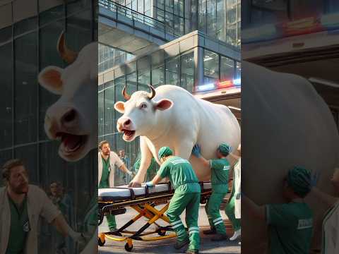 Pregnant cow rescued by doctors from city road #humanity #rescueanimals #cow #veternary #animals