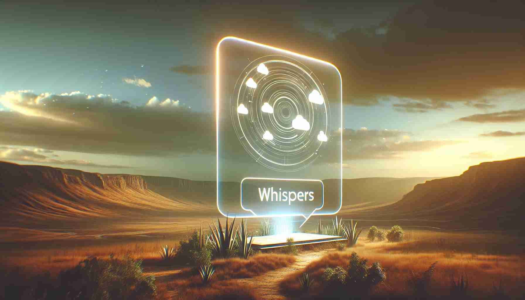 Generate an image that shows a high-definition representation of a new feature on a social media platform. This new feature is named 'Whispers'. Depict it as a conversational style feature with soothing and minimalist design elements which facilitates easier engagements among users. Lend the scene a sense of novelty and excitement to underline its recent introduction.