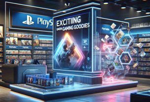 An ultra high definition realistic image showcasing a digital display in a futuristic store setup that reads 'Exciting Summer Discounts on Gaming Goodies'. The background features the PlayStation logo, while nearby we see various virtual game packages seemingly floating in a 3D holographic space. The atmosphere is energetic, reminiscent of a summer day, with bold vibrant colours and bright lights. The layout showcases the essence of gaming culture, living up to the excitement of a summer sales event.