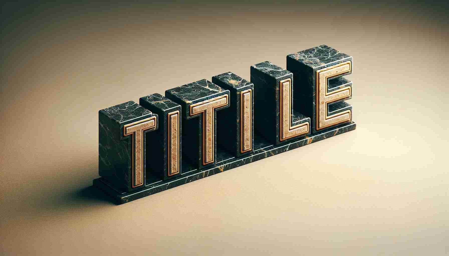 Generate a realistic, high-definition image of the word 'Title' in bold letters, set against a subtly textured, neutral background.