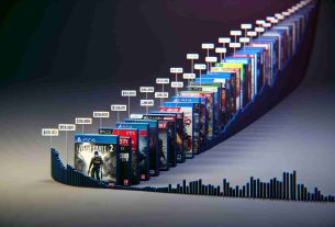 A high-definition, realistic visualization showing the progression of video game prices over time. The sequence should start from the early days of video games, showcasing price tags of some iconic games, and continue to more recent times. The highlight of the timeline should be an anticipated price tag for 'a highly awaited open-world crime-themed action-adventure game', acting as a point of key interest.