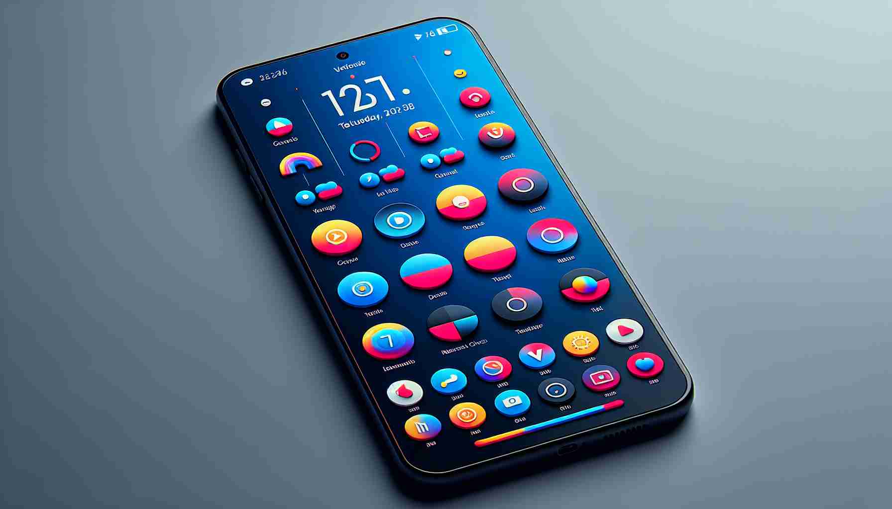 Realistic high-definition image of a newly released generic smartphone interface update. The interface should show modern design elements such as rounded icons, vivid colors, and user-friendly layout, consistent with the aesthetics of leading technology companies.