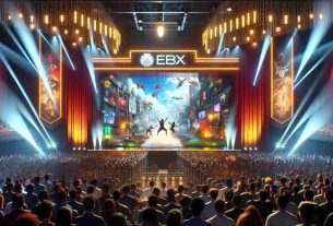 High-definition image of a thrilling and energetic gaming event being revealed by a popular digital video game storefront. The image captures the excitement in the air as the curtains are pulled back to reveal the grand spectacle on stage, which is adorned with bright lights, large screens displaying game scenes, and decorations that echo the themes of different video games. Eager spectators fill every corner of the scene, their faces lit up with anticipation. Please note that this is a generic event and does not depict any specific real individuals or copyrighted characters.