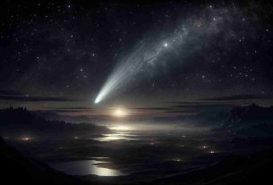 High definition, realistic portrayal of a spectacular celestial event. Picture the scene as the comet C/2023 A3 Tsuchinshan-ATLAS passes across the night sky. The comet, with its trailing tail of sparkling debris, is beautifully contrasted against a dark, star-studded backdrop. The landscape below, bathed in the ethereal light of the comet, adds depth to this celestial spectacle.