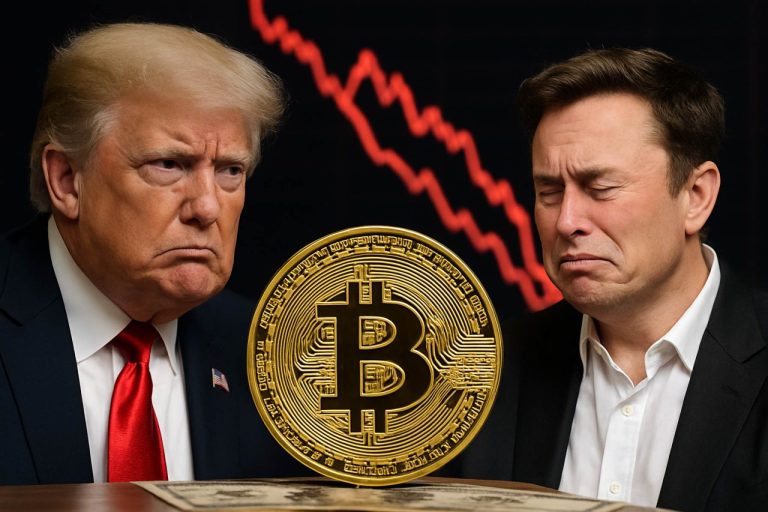 A Bitcoin és a Tesla összeomlik, ahogy Trump és Musk pávatánca pánikot vált ki a piacon—$100K veszélyben